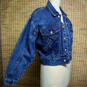 VTG 80's Jordache Shorty Acid Wash Denim Jean Jacket Sz S
